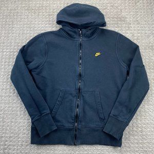 Nike Sweater Women Medium M Black Hoodie Embroidered Spell Out Logo Full Zip